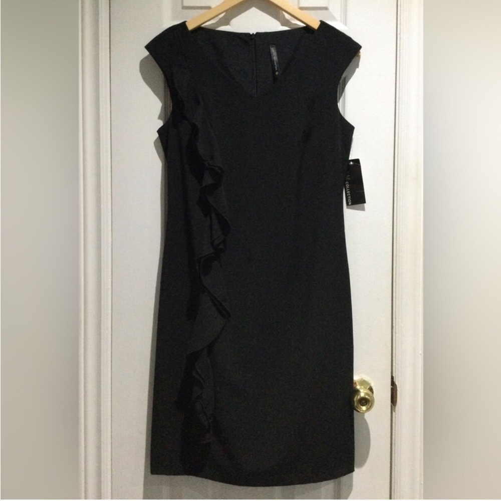 BNWT Lori M Collection Black Ruffle Midi Dress